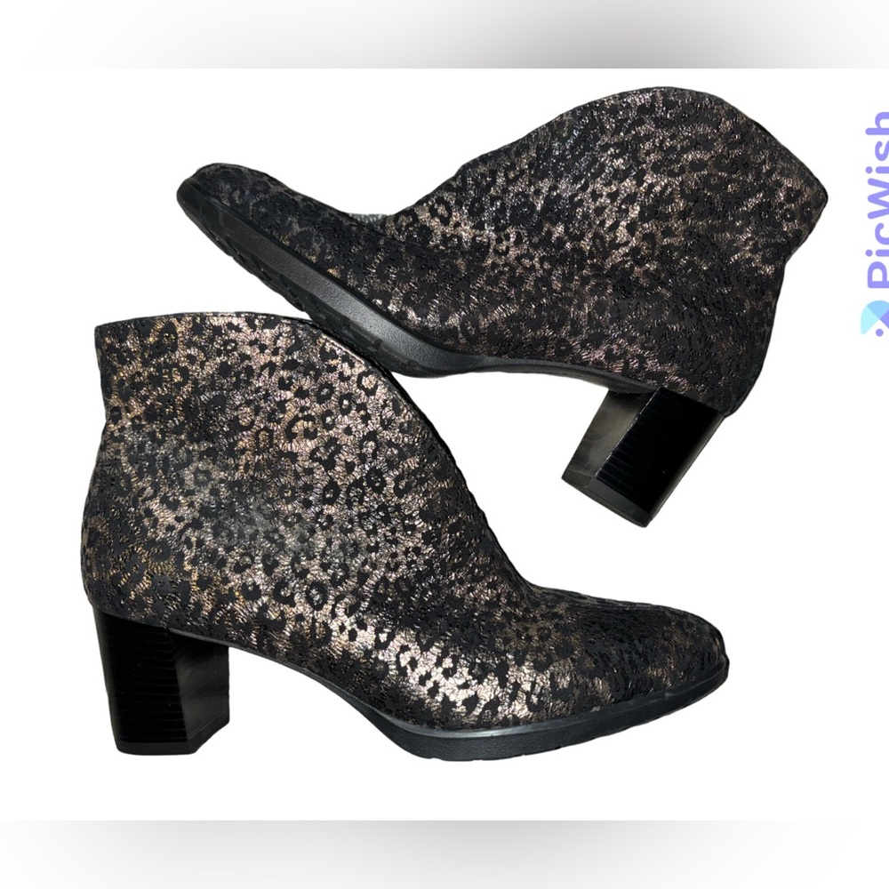 Ara Oriel metallic Leopard Print Women's Ankle Boots, NEW with tags